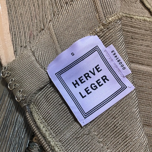 Herve Leger Gold Sequin Bandage Dress - Picture 12 of 17